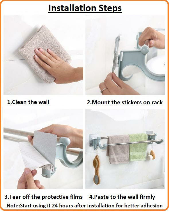 self adhesive Double Pole Towel Holder - Enkaji Households