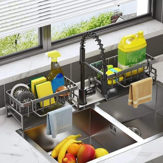 Sink Caddy with Water Draining Tray/Multifunctional Sink Sponge Detergent rack - Enkaji Households