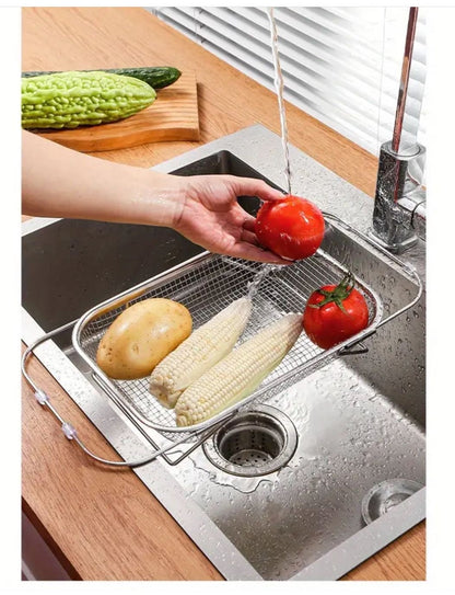 Stainless Steel Expandable Over - The - Sink Colander - Enkaji Households