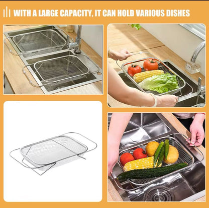 Stainless Steel Expandable Over - The - Sink Colander - Enkaji Households