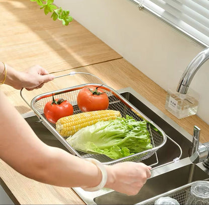 Stainless Steel Expandable Over - The - Sink Colander - Enkaji Households