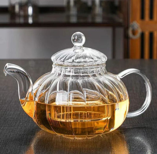 Striped High Borosilicate Glass Tea/Coffee Pot with Stainless Steel Infuser - Enkaji Households