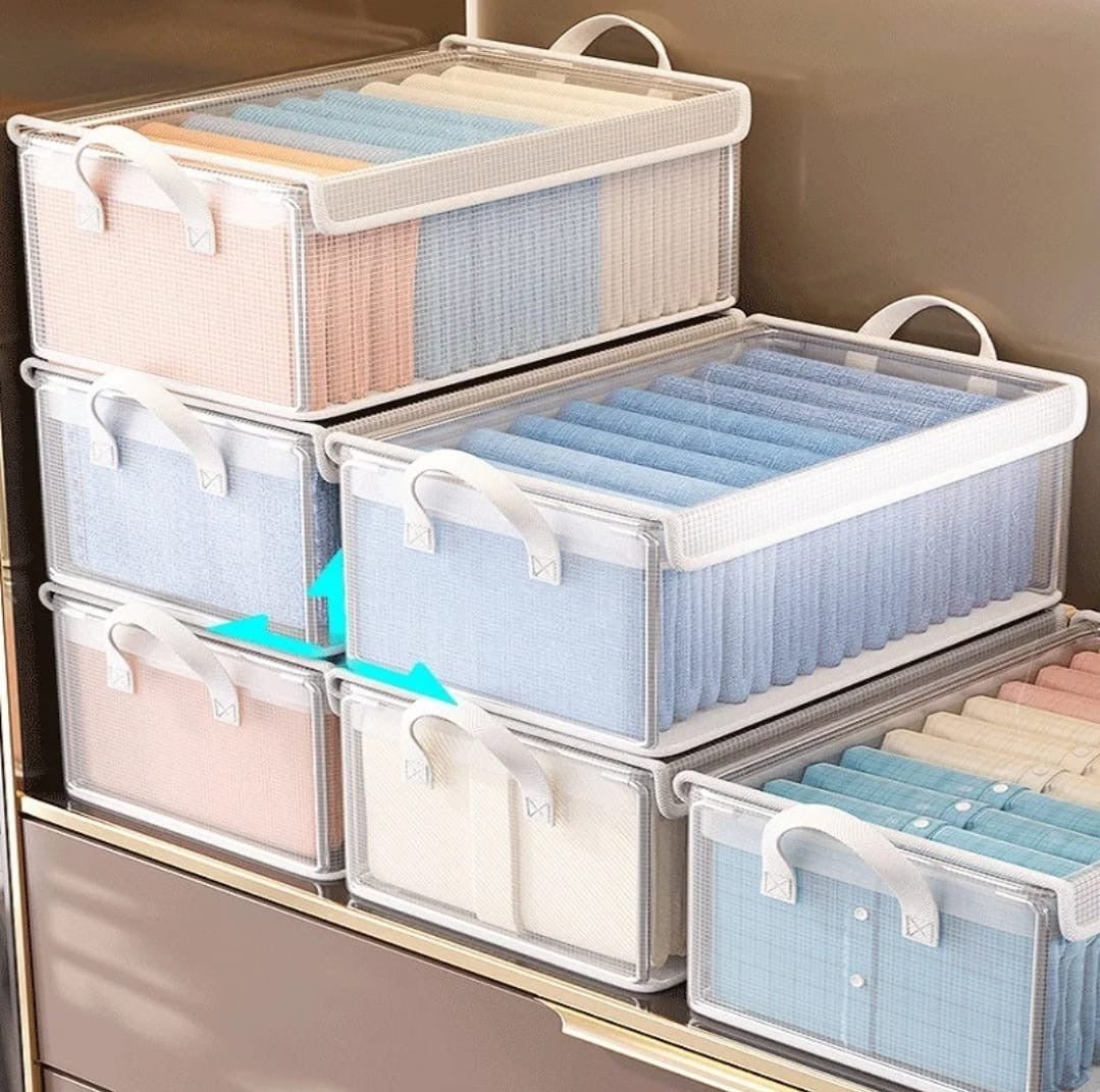 Thick transparent fabric closet organizer - Enkaji Households