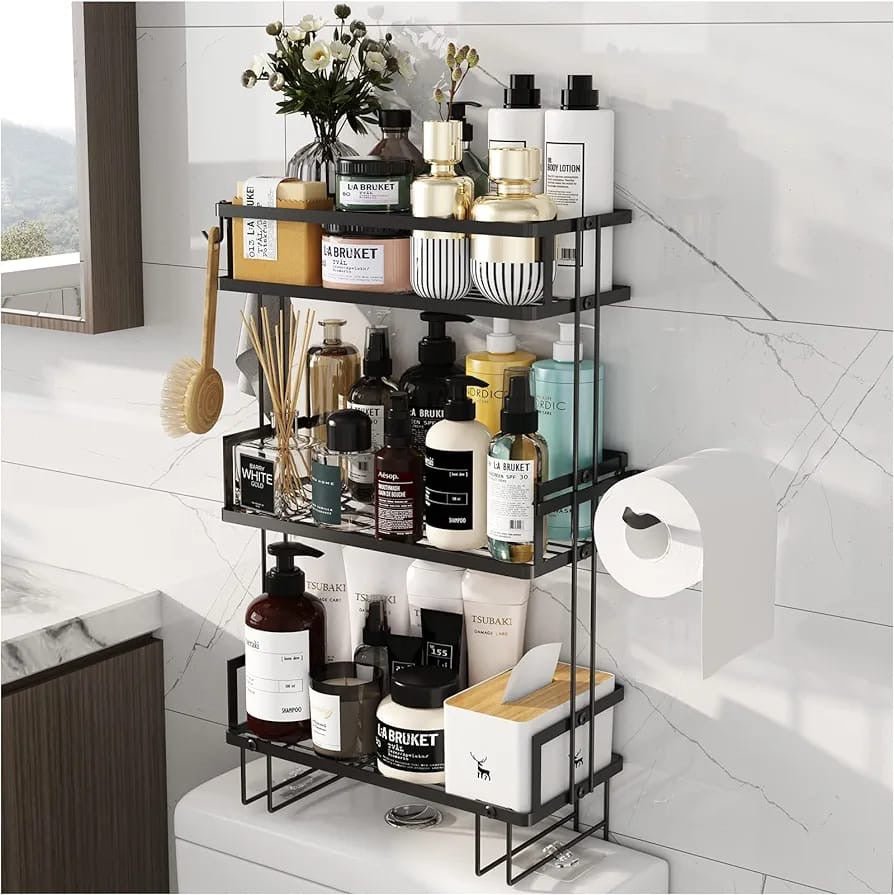 Tripple layer Over the toilet rack/shelf bathroom - Enkaji Households