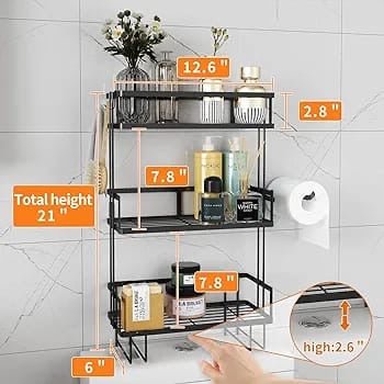 Tripple layer Over the toilet rack/shelf bathroom - Enkaji Households