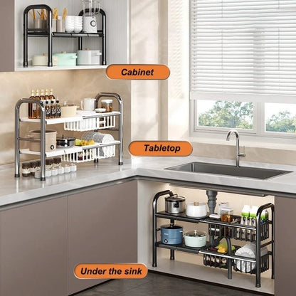 Under the sink adjustable 2 tier rack - Enkaji Households