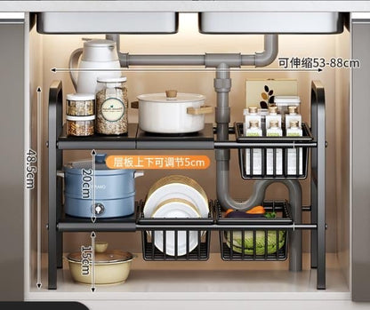 Under the sink adjustable 2 tier rack - Enkaji Households