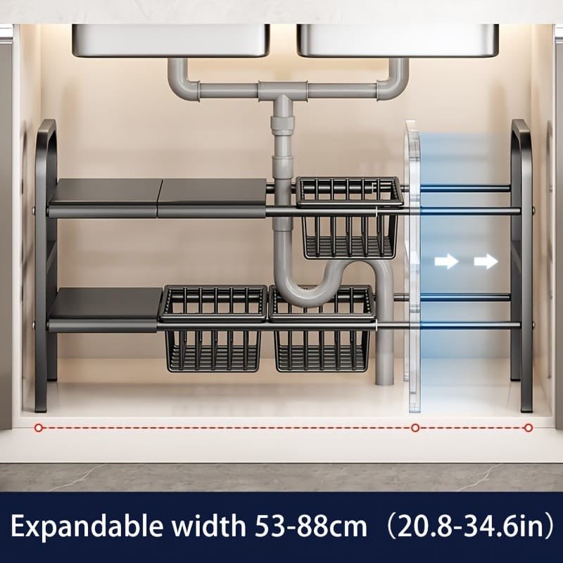 Under the sink adjustable 2 tier rack - Enkaji Households