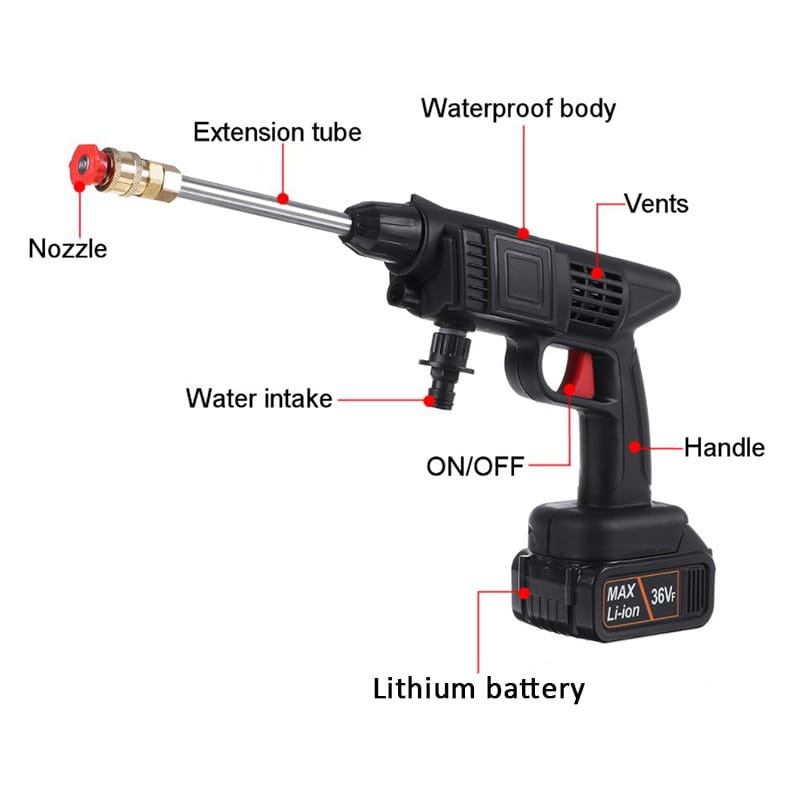 Wireless High - Pressure Car Wash Water Gun - Enkaji Households